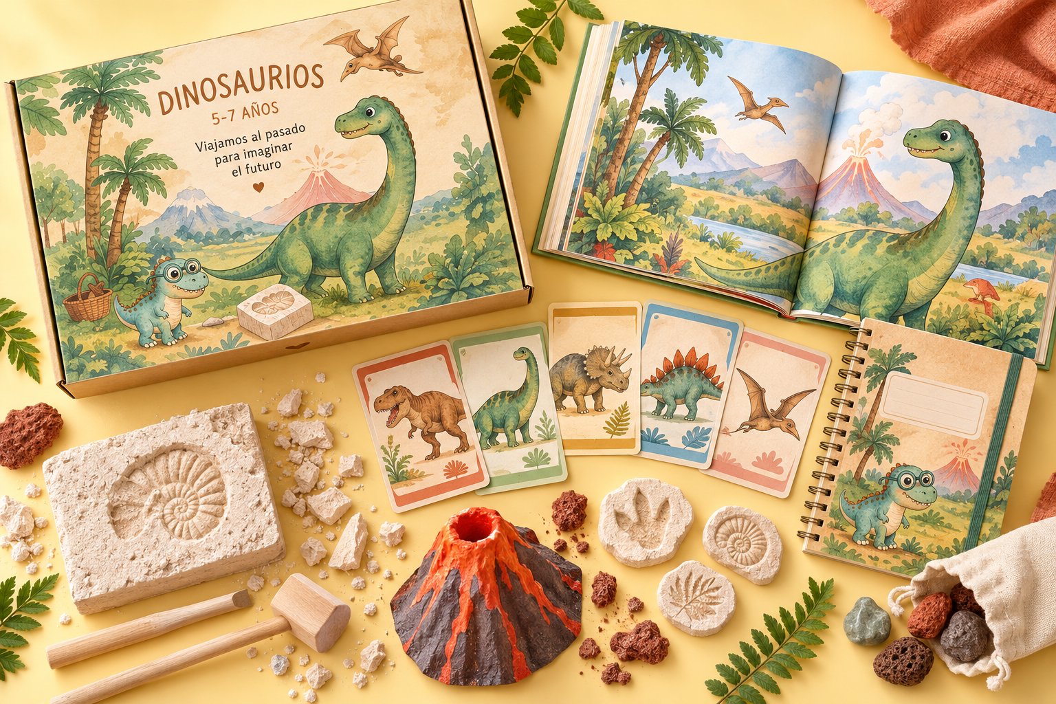 Materiales de la caja Dinosaurios Mimune Kids